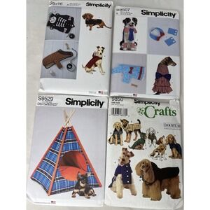 Lot 4 Simplicity Dog Sewing Patterns Uncut FF S9529 S9507 9416 4th Cut VTG 9850